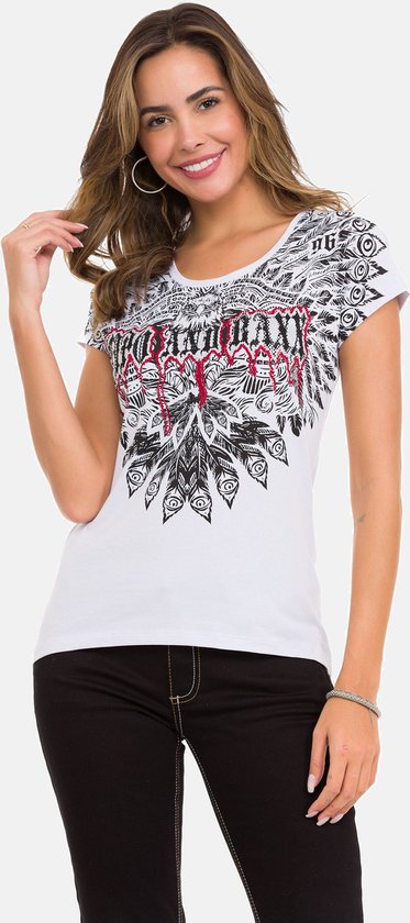 T-shirt Cipo & Baxx 'Highway To Love' - Taille L, Blanc, Coupe Ajustée - Occasion Très Bon état