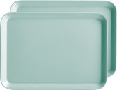 Zeller dienblad - 2x - rechthoek - aqua blauw - kunststof - 24 x 18 cm
