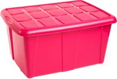 Plasticforte Opbergbox met deksel - Fuchsia roze - 60L - kunststof - 63 x 46 x 32 cm