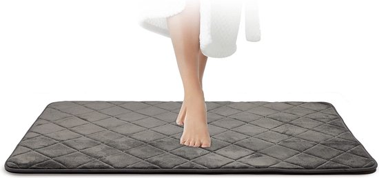 Foto: Badkamertapijt donkergrijs onderhoudsvriendelijke badmat traagschuim extreem absorberend badtapijt antislip wasbaar 70 x 120 cm