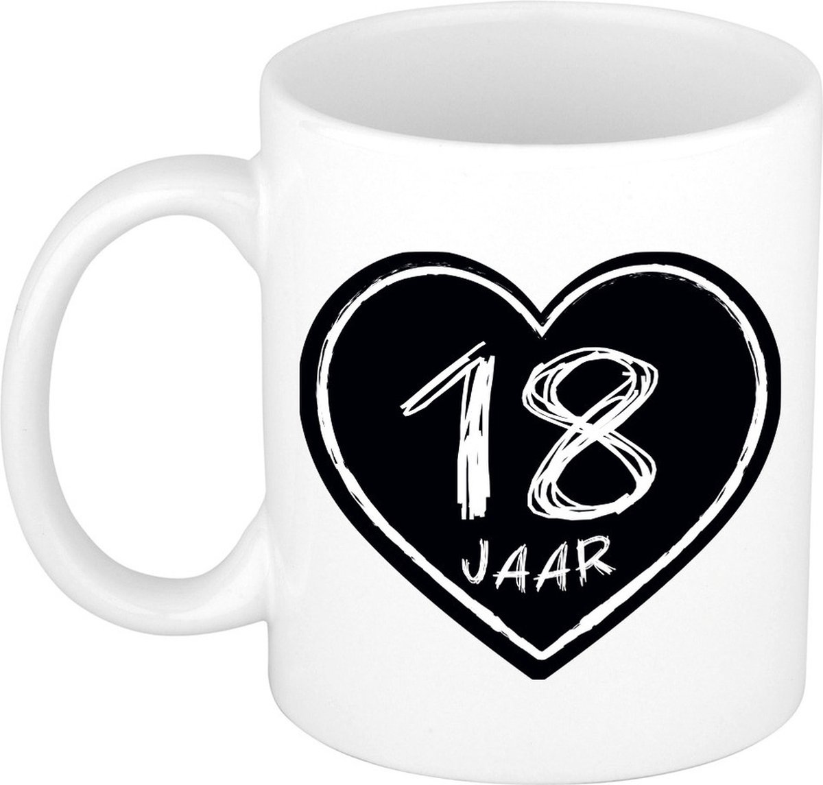 Bellatio Decorations cadeau mok/beker 18 jaar verjaardag keramiek 300 ml