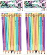 Kleurpotloden met gum set - multi kleuren - 24x stuks - tekenen voor kinderen/volwassenen