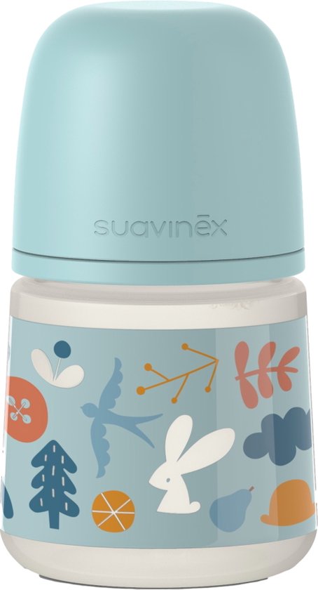 Babyflesje - Suavinex Forest Slow Flow Blauw 150ml Silicone Fles SXSFX1072601