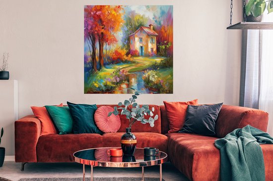 Affiche Paysage - Coloré - Peinture à l'huile - Art - 100x100 cm XXL