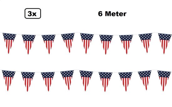 Rechthoekige USA vlaggenlijn 10 m uitvoering Rechthoekige USA vlaggenlijn 10 m uitvoering