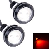 2 STKS 2x 3 W 120LM Waterdicht Eagle Eye-licht Wit LED-licht voor voertuigen, kabellengte: 60cm (rood)