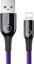 Baseus 1m 2.4A Smart LED Auto Ontkoppel USB naar 8 pins gevlochten kabel Data Sync Charge-kabel, voor iPhone XR / iPhone XS MAX / iPhone X & XS / iPhone 8 & 8 Plus / iPhone 7 & 7 P