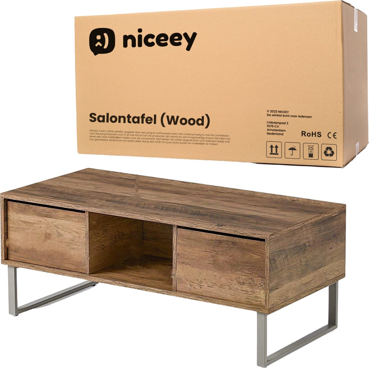 Finley Plus Salontafel in eiken sonoma-look, wit, ruime