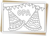 Inkleurkaart Verjaardag Opa - Opa jarig - Cadeau opa - Felicitatie - Kinderkaart - DIY - incl kraft envelop