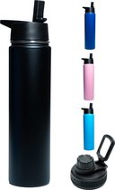 Bouteille - Noir Onyx - 700 ML - Bouchon Extra Avec Paille & Bec - Bouteille Avec Paille - Bouteille Isotherme - Sans BPA - Étanche