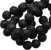 Perles rondes de lave (10 mm) noires (40 pièces)