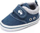 Blauwe schoentjes met jeans look - Textiel - Maat 18 - Zachte zool - 0 tot 6 maanden