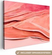 Canvas Schilderij Abstract - Roze - Pastel - Vormen - 120x90 cm - Wanddecoratie