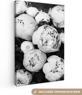 Tableau sur toile Fleurs - Wit - Nature - Zwart et blanc - 80x120 cm - Décoration murale