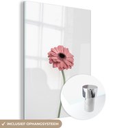 MuchoWow® Peinture sur verre 120x160 cm - Peinture sur verre acrylique - Fleurs - Rose - Nature - Wit - Plante - Photo sur verre - Peintures
