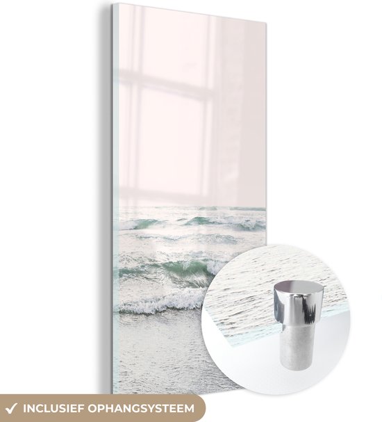MuchoWow® Peinture sur verre 40x80 cm - Peinture sur verre acrylique - Mer - Vagues - Nature - Water - Photo sur verre - Peintures