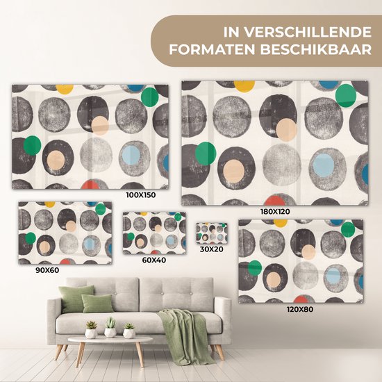 MuchoWow® Peinture sur verre 150x100 cm - Peinture sur verre acrylique - Couleurs - Abstrait - Cercles - Pastel - Photo sur verre - Peintures