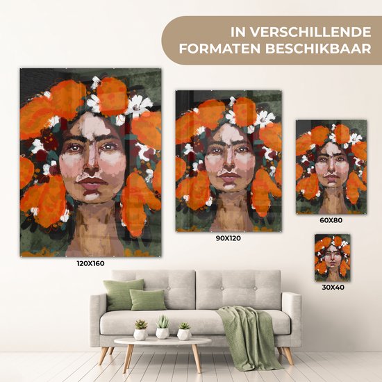 MuchoWow® Peinture sur verre 90x120 cm - Peinture sur verre acrylique - Abstrait - Femme - Portrait - Peinture - Photo sur verre - Peintures