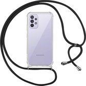 Hoesje met koord - ketting - Draagriem voor Schouder / Nek - touw - Hanger - Schouder tas - Geschikt voor: Samsung Galaxy A32 5G - transparant