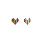 Clips d'oreilles' oreilles / Boucles Boucles d'oreilles Rainbow Heart Stud | Couleur argent | Argent 925 | Mode Favorite