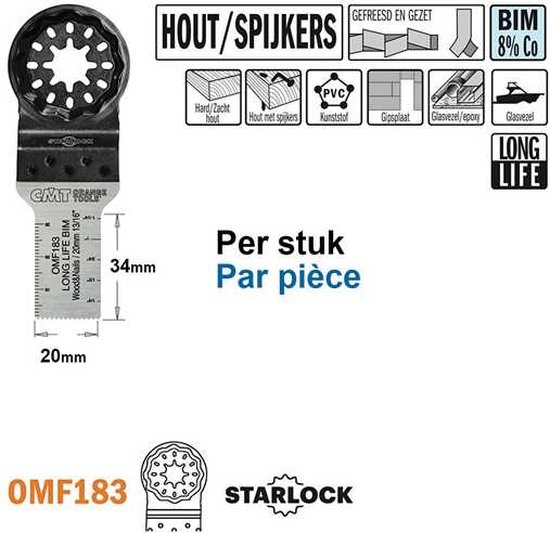 multitool HSS Bi-métal 8% cobalt, 20mm (1 pièce)