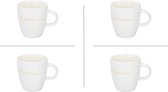 Koffiemokken/-tassen - set van 4 stuks - beige met tekst - 220ml