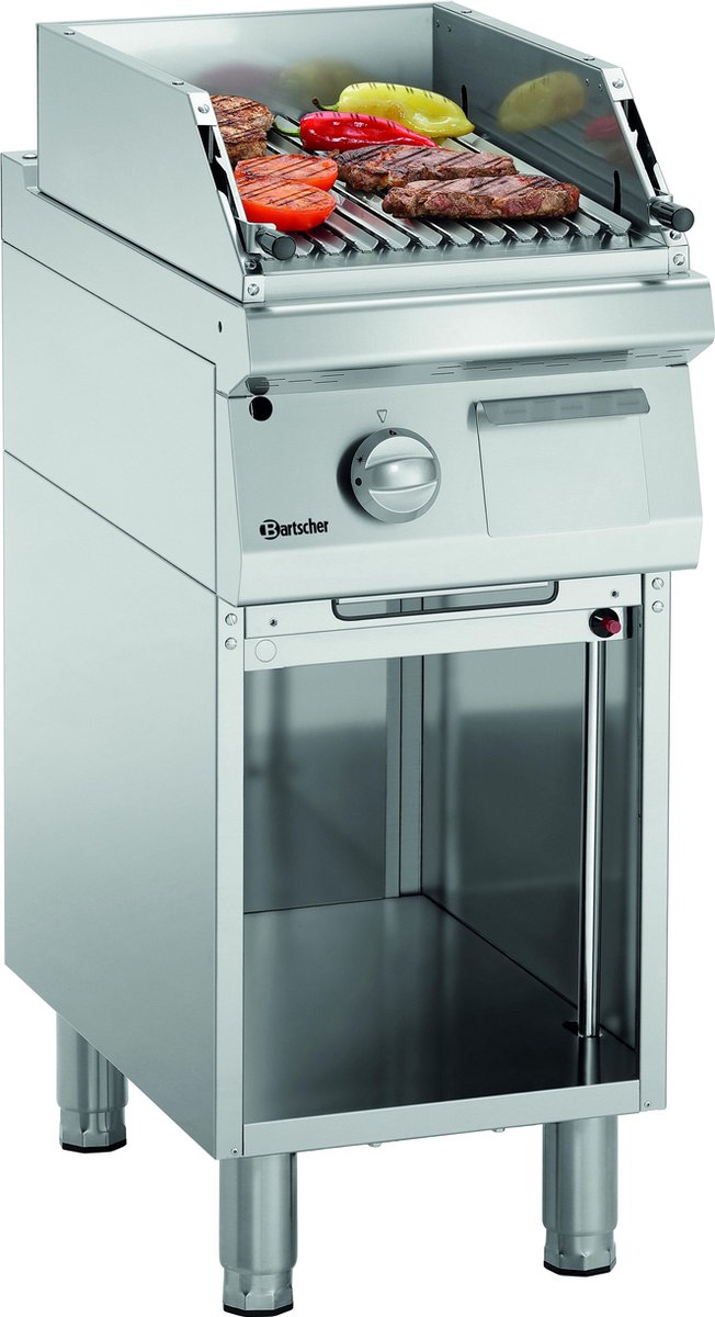 Bartscher Lavasteengrill - RVS - Gas - 9kW - V-rooster - 400x700x850mm
