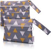 Wetbag Nastas - set van 2 - zakken met samenvatting en droogvak - luiertas, make-uptas, badtas, geometrische driehoek., Wetbag