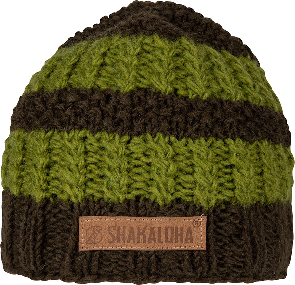 Shakaloha Gebreide Wollen Muts Heren & Dames Beanie Hat van schapenwol met fleece voering - Base Beanie Olive Unisex - One Size Wintermuts