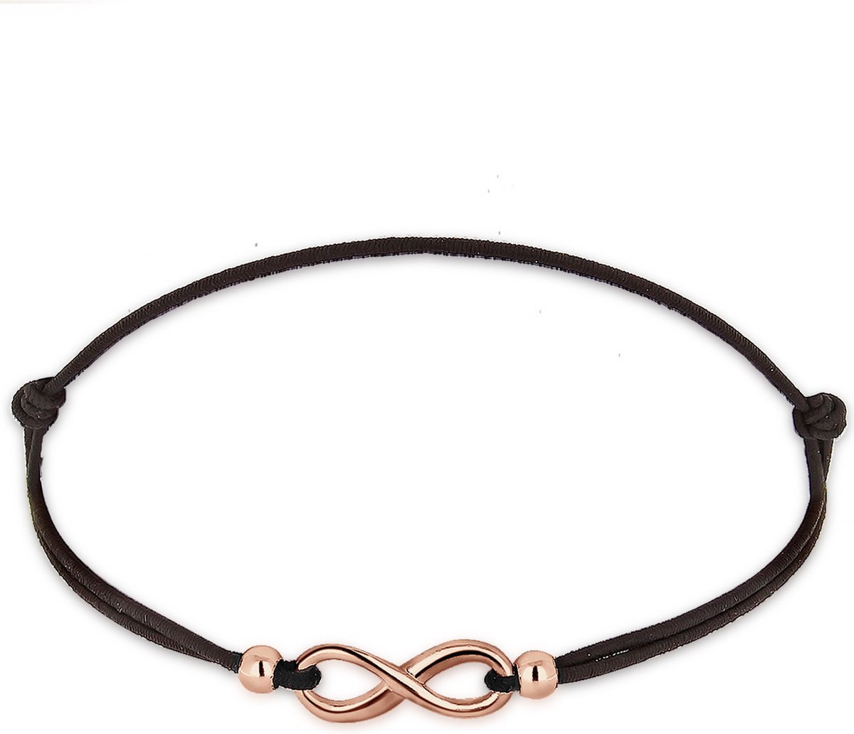 Elli - Armband - Dames Oneindigheid Symbool Elastiek Zwart in 925 Sterling Zilver - Dames