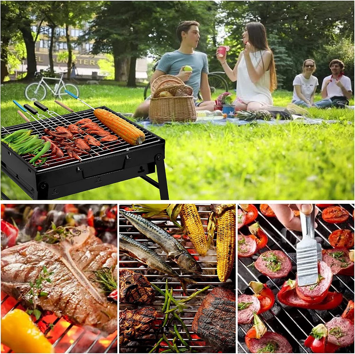 Barbecue à Charbon De Bois Pliable Grill De Camping Portable - Idéal Pour Camping