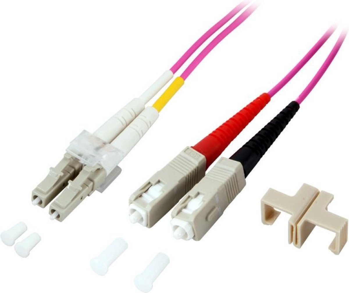 EFB Elektronik LC-SC 50/125µ Glasvezel kabel 15 meter OM4 Roze
