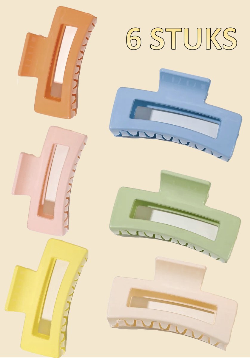 set van 6 haarclips - extra kwaliteit - Haarclips Premium - 6 Stuks - Haarklem - Haarklemmen Dames - Bananenklem - Haarspeld - Haarklauw - Haarklem Groot - Haarclip - Haarclip Groot Voor Mannen - Voor Vrouwen -