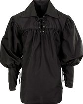 Widmann - Musketier Kostuum - Musketier Shirt Zwaardvechter Zwart Man - Zwart - Medium / Large - Carnavalskleding - Verkleedkleding