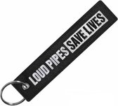 Motorsleutelhanger - Keychain - Loud Pipes Save Lifes - Sleutelhanger - Zwart/Wit