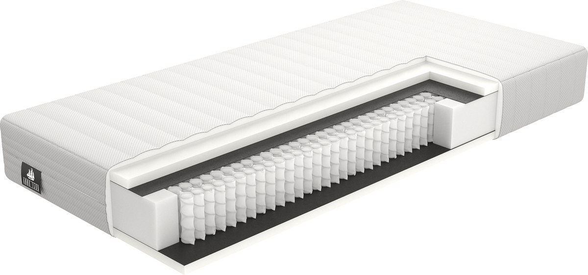 Anno 1588 Matras Nasa Supreme 400 - Visco Traagschuim - 400 Pocketveren - 25cm dik - 70x200 Wit