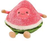 Watermeloen met Gezichtje Pluche Knuffel 30 cm [Watermelon Plush Toy | Speelgoed knuffeldier knuffelpop voor kinderen jongens meisjes | Ananas, Meloen, Avocado Fruit, Coco Melon