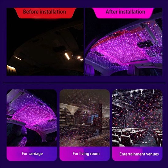 Car Roof Star Night Light, USB Night Light Projector, Portable Adjustable USB Flexible Interior LED Show Romantic Atmosphere Star Projector Night Light for Cars, Bedrooms, Parties, etc