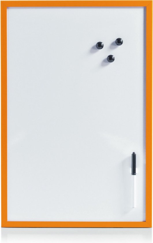BoardsPlus Magnetisch whiteboard, 105 x 75 cm, oppervlak van gelakt staal, droog afwisbaar, met aluminium frame en dienblad, 2 stuks