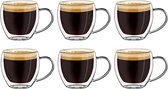 Dubbelwandige latte macchiato-glazen, koffieglas, theeglazen - mokkakopjes , Koffiekopjes , espressokopjes - kopjes - Cappuccino kopjes 6 x 100 ml