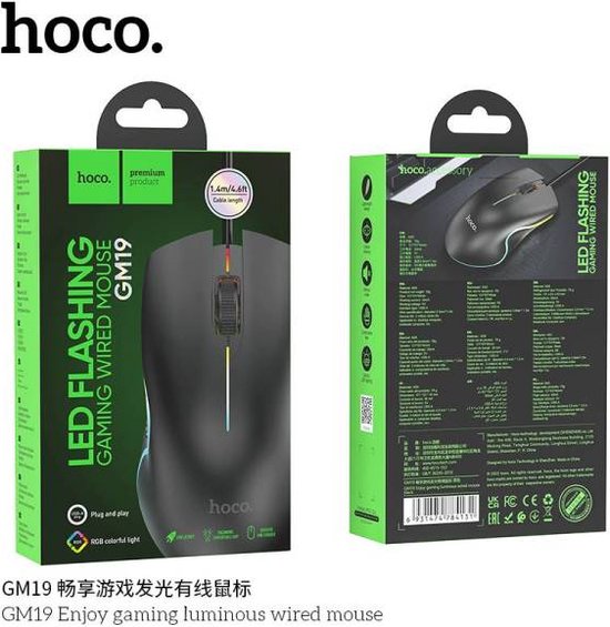 LED FLASHING GAMING WIRED MOUSE GM19 bol