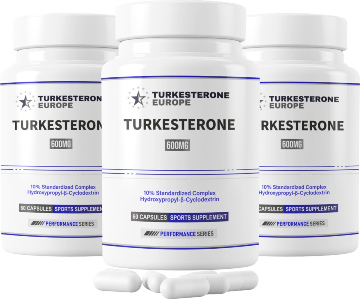 Goedkoopste 3 Pack - Turkesterone 10 Complex met Hydroxypropyl-β-Cyclodextrine - 180 Capsules (600mg