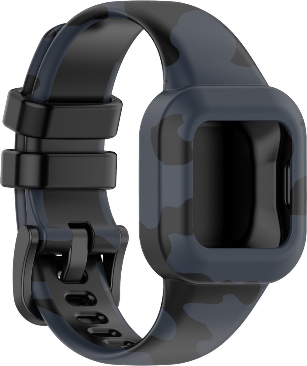 By Qubix - Siliconen bandje met print - Leger grijs - Geschikt voor Garmin Vivofit Junior 3