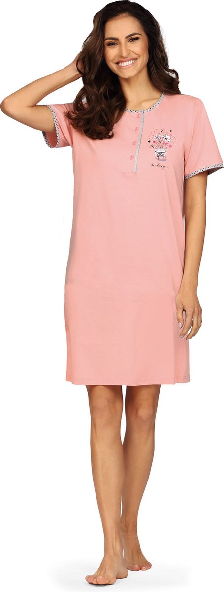 Comtessa Nachthemd 'Be Happy' - Katoen - 100cm Roze