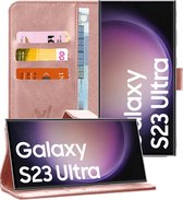 Hoesje geschikt voor Samsung Galaxy S23 Ultra - Book Case Leer Pasjeshouder Roségoud