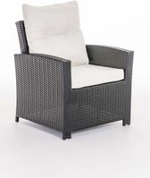 Tuinstoel deluxe - Weerbestendig - Loungestoel look - Wicker - Zwart/wit - Tuinstoelen set van 1