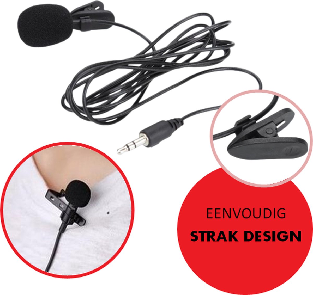 een vuurtje stoken Gloed Ellendig microfoon - Clip-on mic - 150cm kabel - 3.5mm aux - voor telefoons en  camera's -... | bol.com