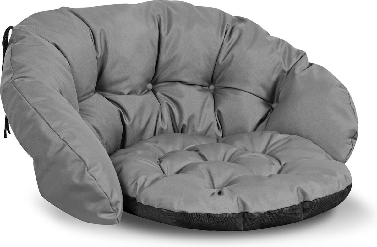 KingGarden Tuinkussen, 110 x 90 cm, voor hangstoel, kussen voor tuinstoel, hangend ooievaarsnest, stoel, schommel, waterdicht, grijs