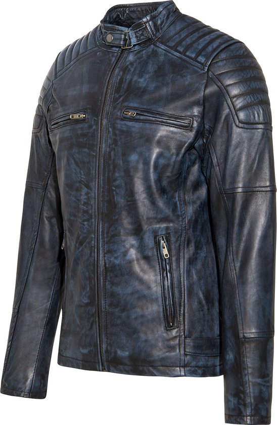 Blouson en cuir d'agneau homme Biker Ralph Denim -3XL