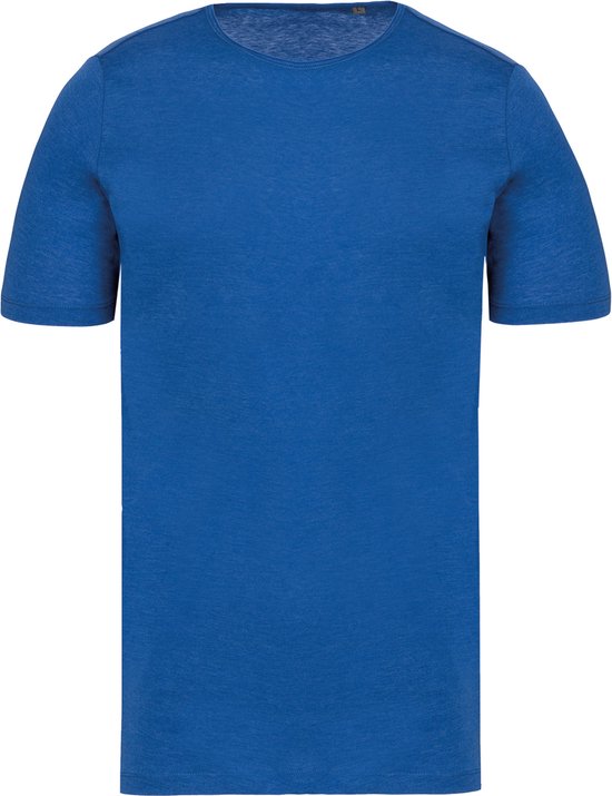 Biologisch T-shirt met onafgewerkte hals korte mouwen Kariban Ocean Blue Heather - 3XL